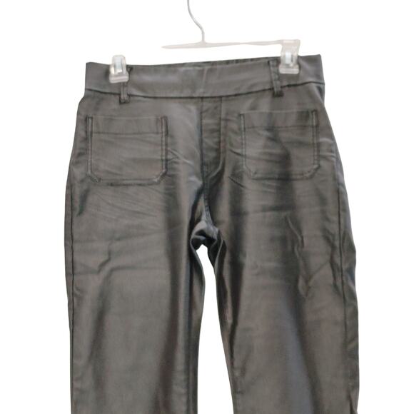 Bevy Straight Leg Pull-On Pant Mid Rise Stretch Waxed Denim Black Womens Size 28 - Picture 3 of 8